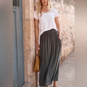 GARNET HILL Favorite Knit MAXI SKIRT Pockets Easycare Cotton/Modal EUC